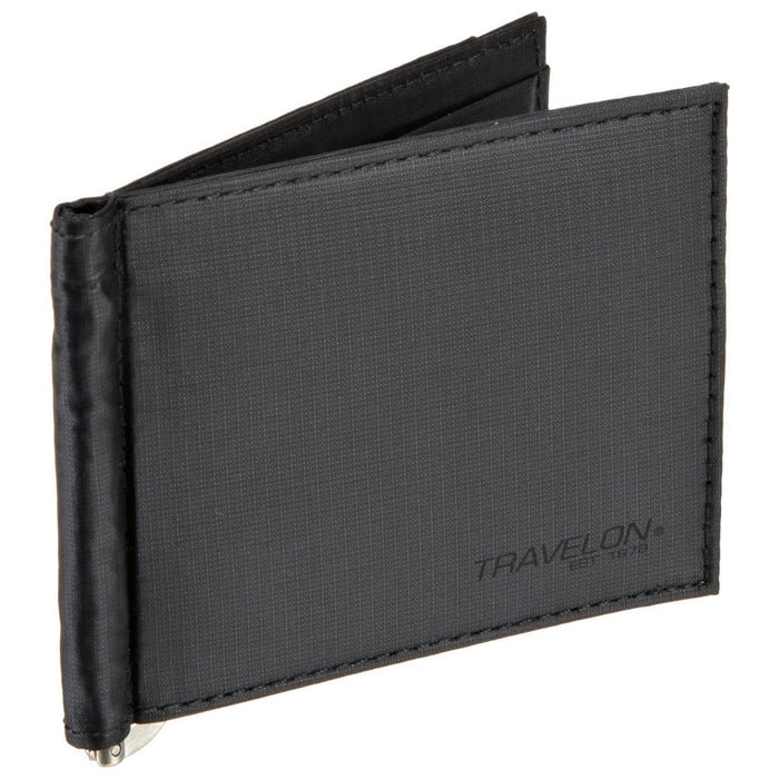 Safe Id Money Clip Men Wallet Black Leather Protect Slim Pocket Cards Travelon