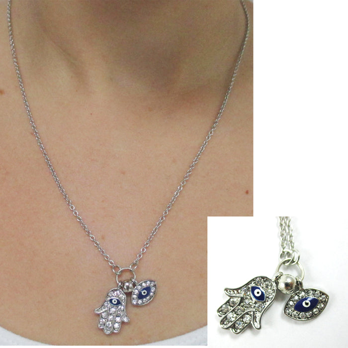 Hamsa Necklace Evil Eye Turkish Blue Eye Hand Pendant Lucky Protection Jewelry