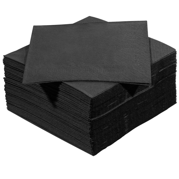 24ct Black Beverage Napkins 9.8" 2-Ply Cocktail Disposable Restaurant Bar Party
