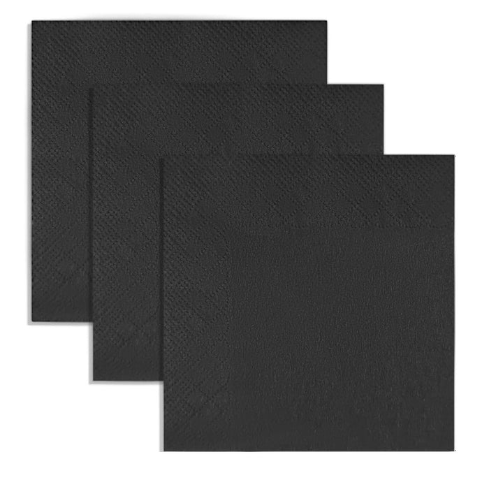 24ct Black Beverage Napkins 9.8" 2-Ply Cocktail Disposable Restaurant Bar Party