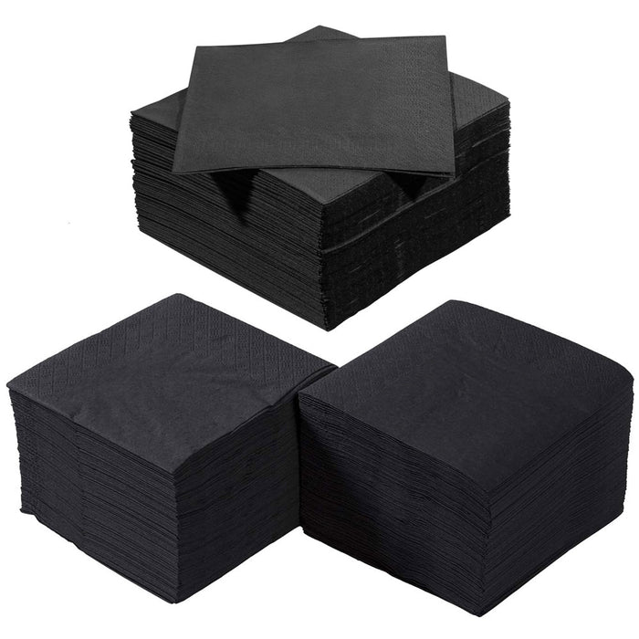 1200 Ct Bulk Black Paper Napkins 5.5" Beverage Cocktail Party Event Restaurant