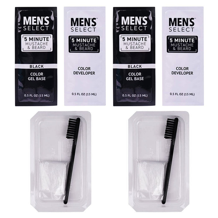 2 Packs Men's Black Hair Dye Mustache Beard 5 Minutes Permanent Brush In Color
