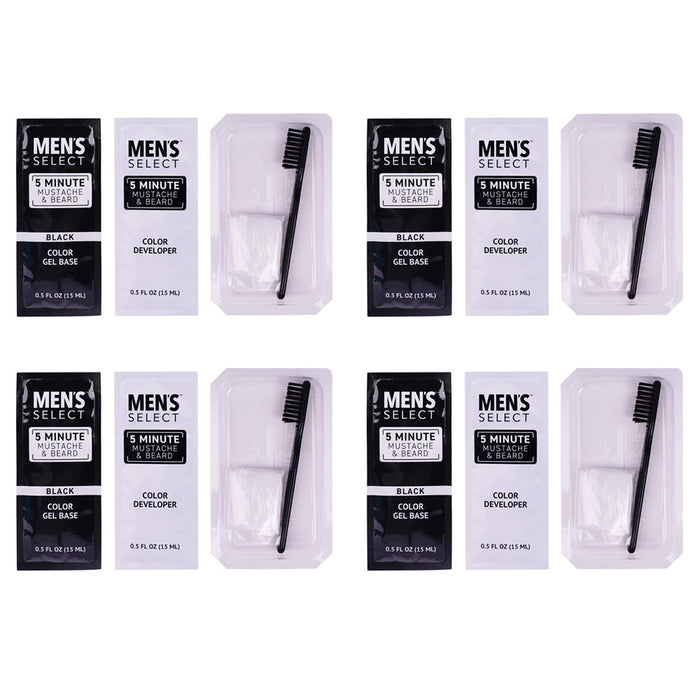 4 Packs Men's Mustache Beard Black Hair Dye Brush In Color 5 Minutes Permanent