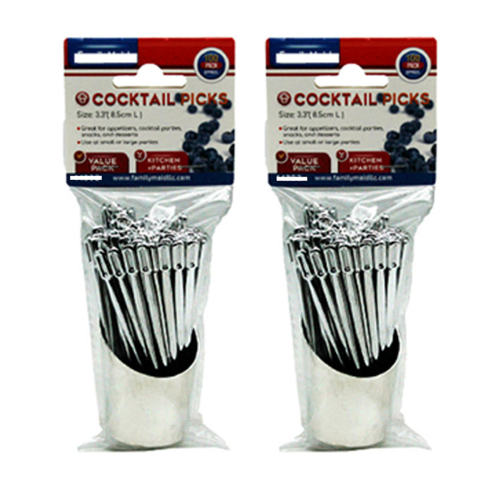 200 Silver Cocktail Picks Fruit Cheese Appetizer Skewer Picker Food Sample 3.3"