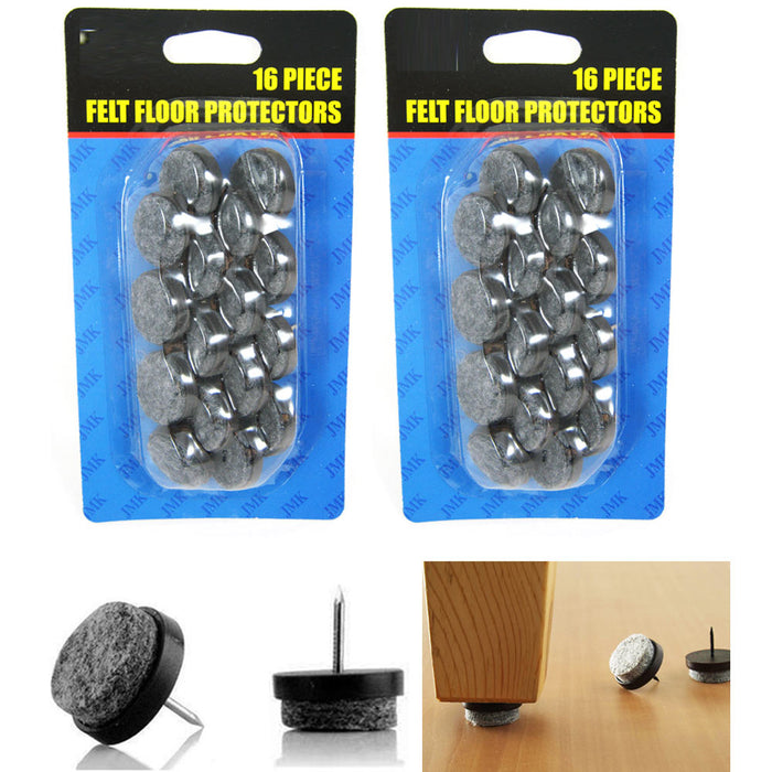 32 Pc Furniture Table Chair Leg Floor Felt Pad Skid Glide Slide Nail Protector