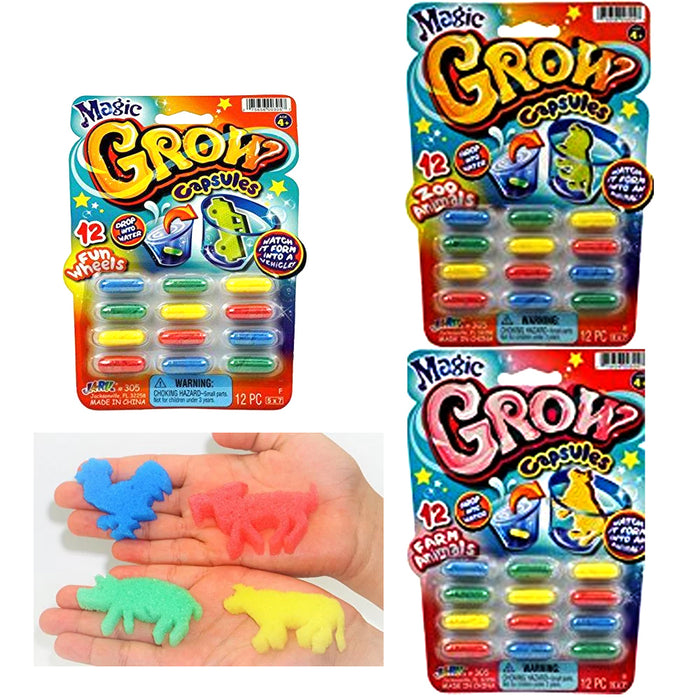 96 Pc Magic Grow Growing Animal Capsules Expanding Sponge Foam Toy 8 Packs