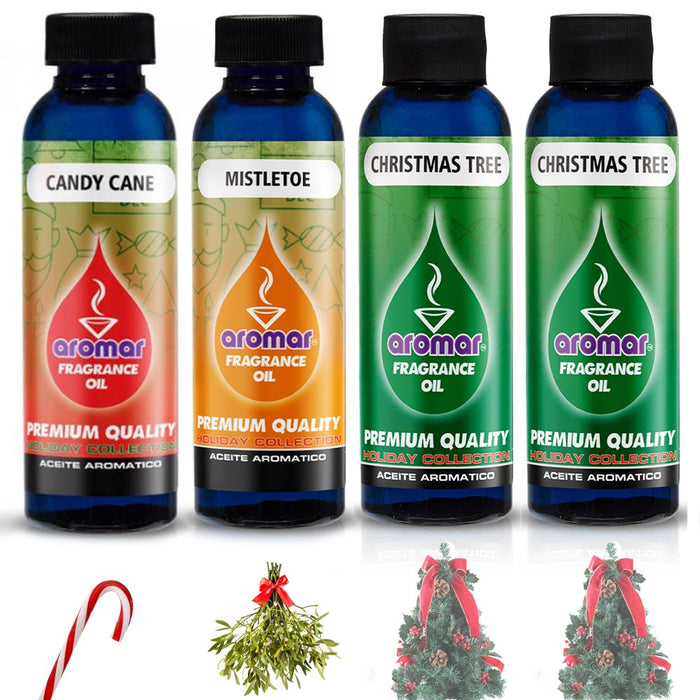 4 X Holiday Fragrance Oils Christmas Tree Apple Cinnamon Champagne Aromatherapy