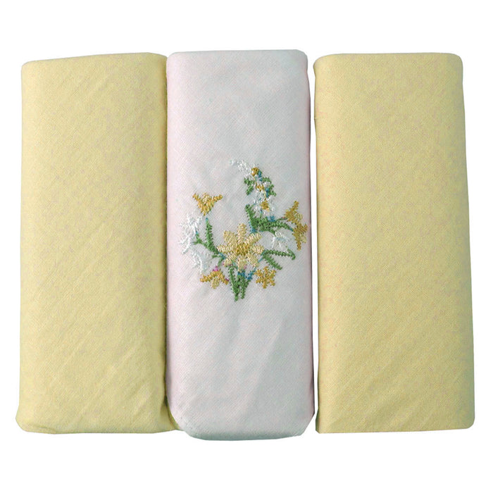 12 PC Cotton Handkerchiefs Fancy Ladies Vintage Selini Hankie Floral Embroidered
