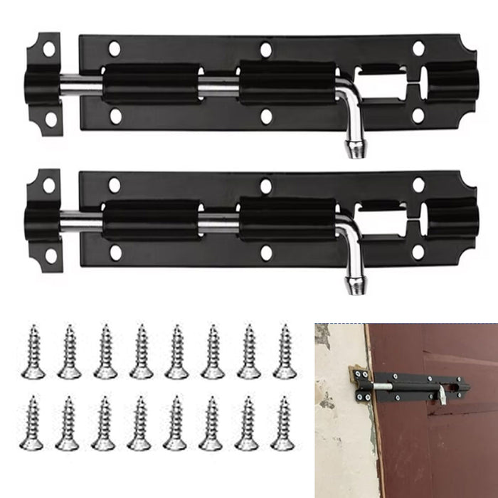 2 Pc Door Lock Barrel Bolt Slide Latch With Screws Gate Cabinet Home Security 4"