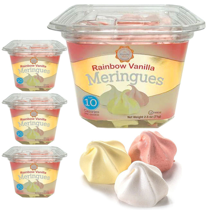 4 Pk Rainbow Vanilla Flavor Meringues Cookies Gluten Fat Free 80 Calories Treats