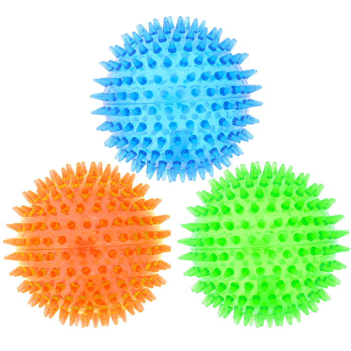 2 Pc Bright Spike Balls Fetching Pets Dogs Play Chew Toys Spiky Rubber Fetch Fun