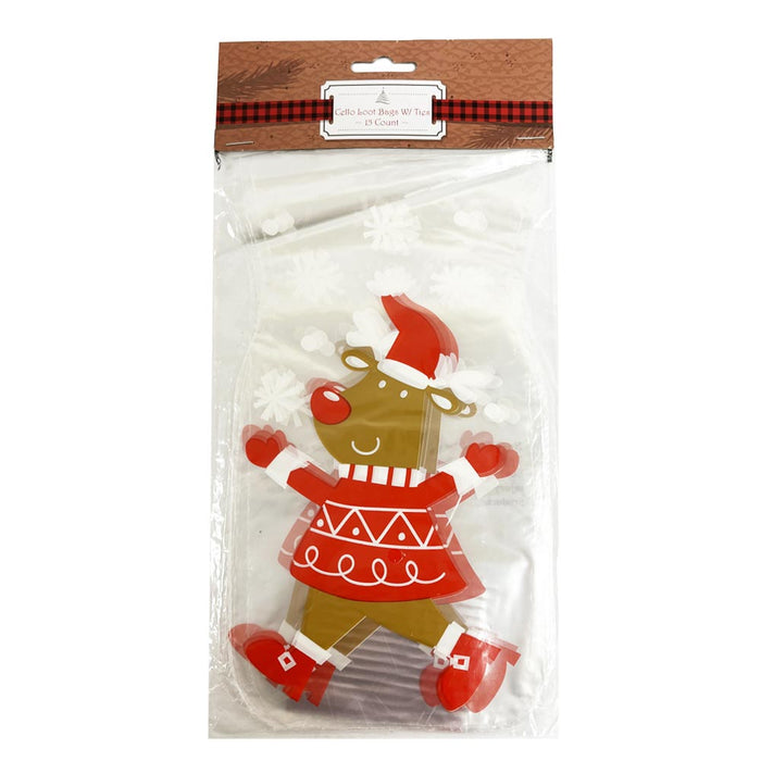 60 Christmas Cello Loot Treat Bags Party Favor Xmas Goody Candy Stocking Stuffer