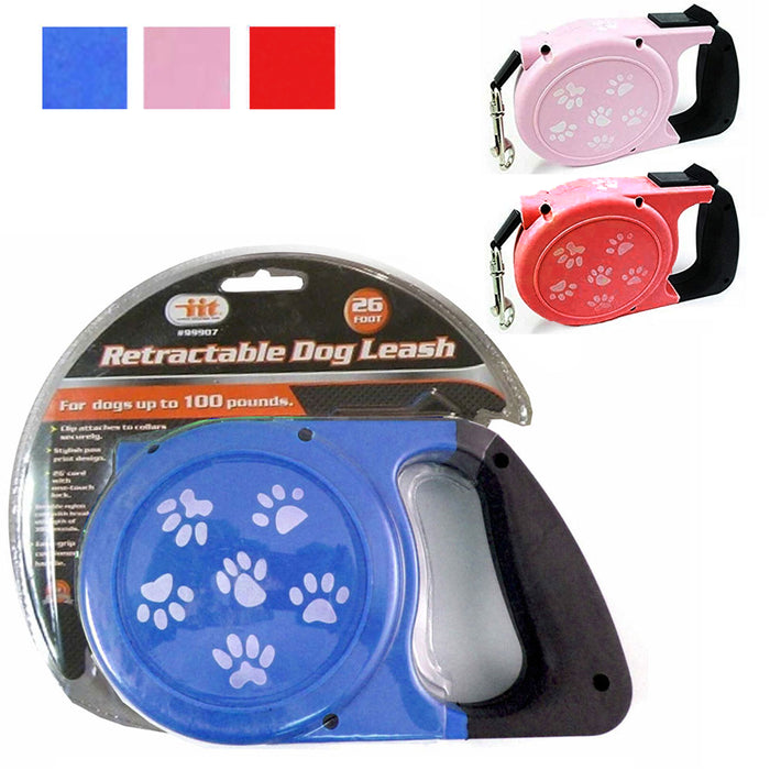 26Ft Auto Retractable Dog Leash Stop Lock Small Medium Big Pet Up To 66lb Train