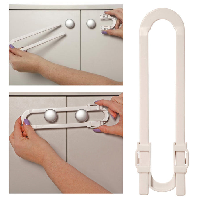 6 PCS Baby Cabinet Glide Lock White Extra Long Sliding Child Safety Baby Proof