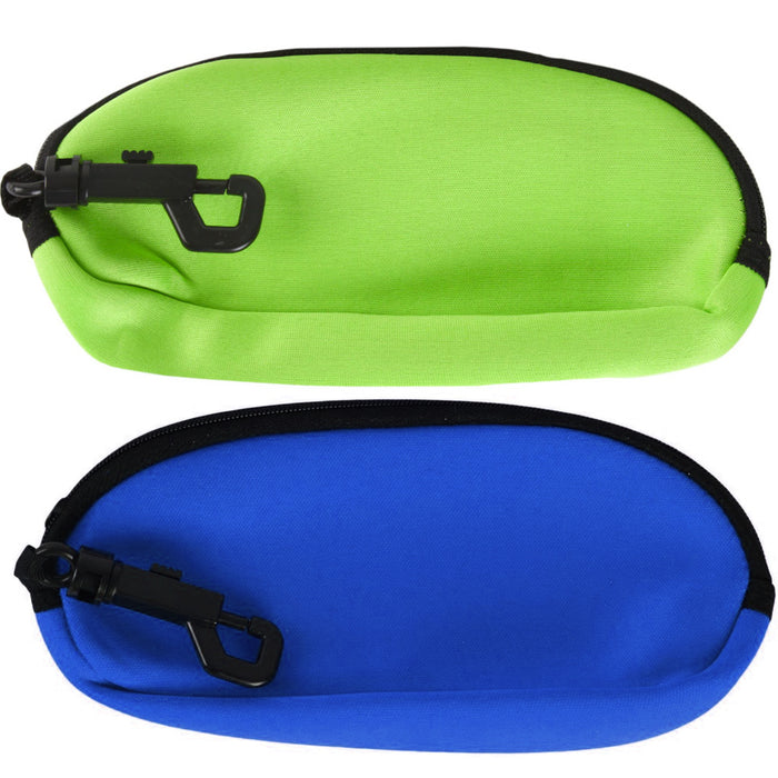2 Floating Zipper Neoprene Pouch w Clip Hook Sunglass Eyeglass Soft Case Sunnies