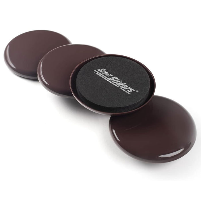 16 Pc Large Furniture Sliders Brown Round Glides Movers 3.5" Pads Multi Surface