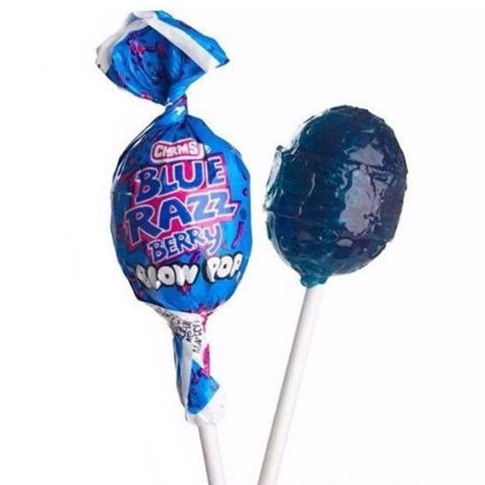 10 Pc Charms Blow Pops Blue Razz Berry Lollipops Raspberry Sucker Stick Candy