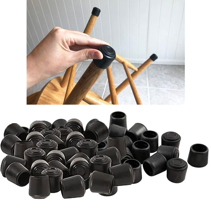 48 Pc Replacement Chair Leg Caps 1" Black Rubber Tips Feet Pads Furniture Grips