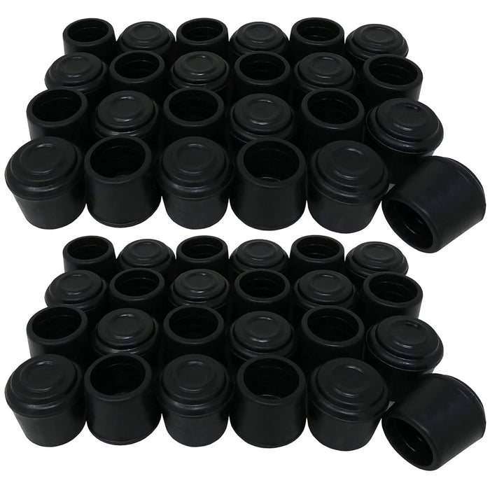 48 Pc Replacement Chair Leg Caps 1" Black Rubber Tips Feet Pads Furniture Grips