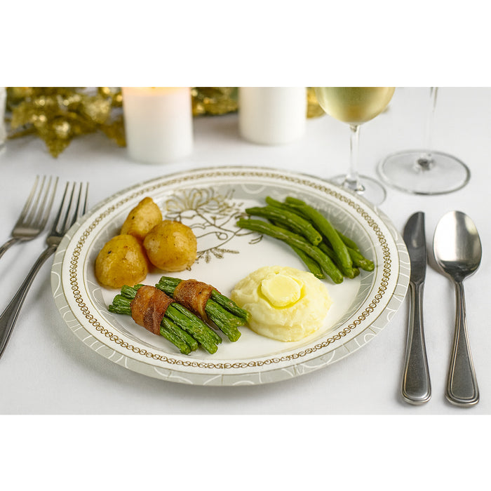 80 X Paper Plates Silver Gold Design Wedding Birthday Party Tableware 9" Dessert