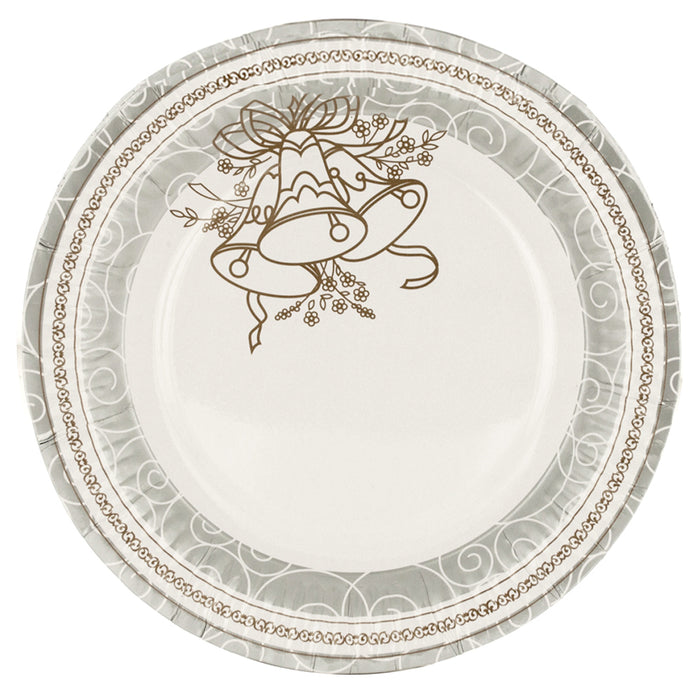 40 Pack 9" Silver Gold Paper Plates Party Disposable Wedding Birthday Tableware