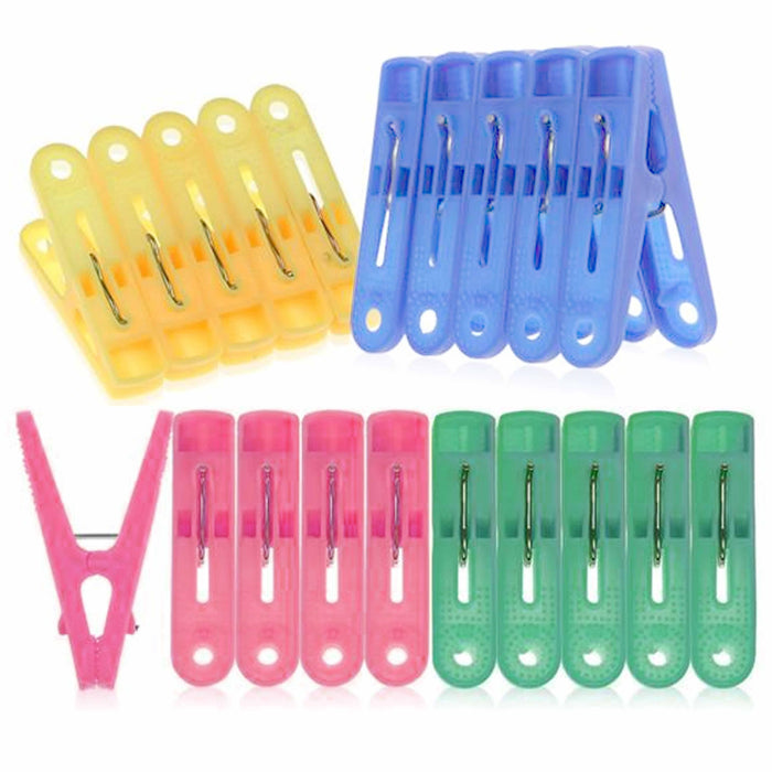 144 Pc Plastic Clothespins Laundry Clothes Pins Large Spring Assorted Color Pegs