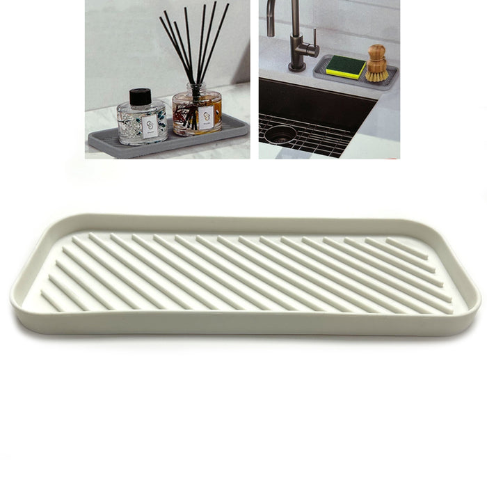 2 Silicon Sponge Holder Kitchen Sink Organize 9X3.5 Bath Soap Tray BpaFree White