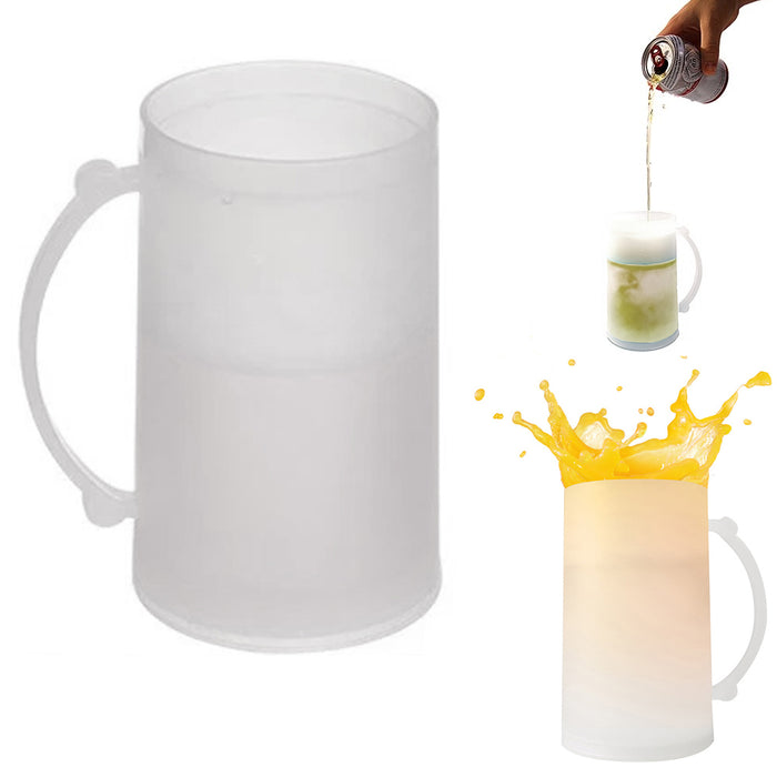 1 Frosty Freezer Mug 14 Oz Ice Beverage Cooling Beer Plastic Drink Cup Cold Soda