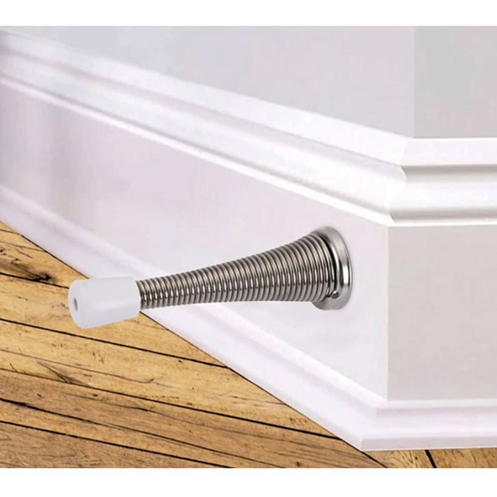 4 Spring Door Stopper Set Rubber Tip Holder Home Wall Guard Bumper Safety 3.25"L