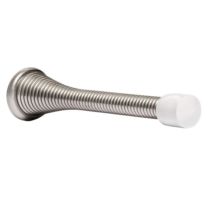16 Pc Spring Door Stopper Wall Guard Silver Screw-On Doorstop Rubber Cap 3.25"L