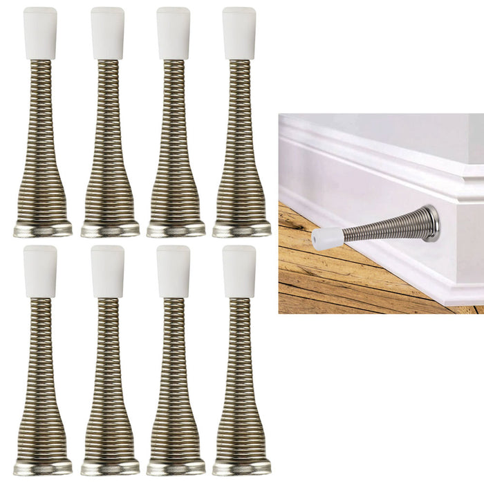 8 Pc Door Stopper Flexible 3.25"L Spring Holder Home Office Rubber Tip Doorstop