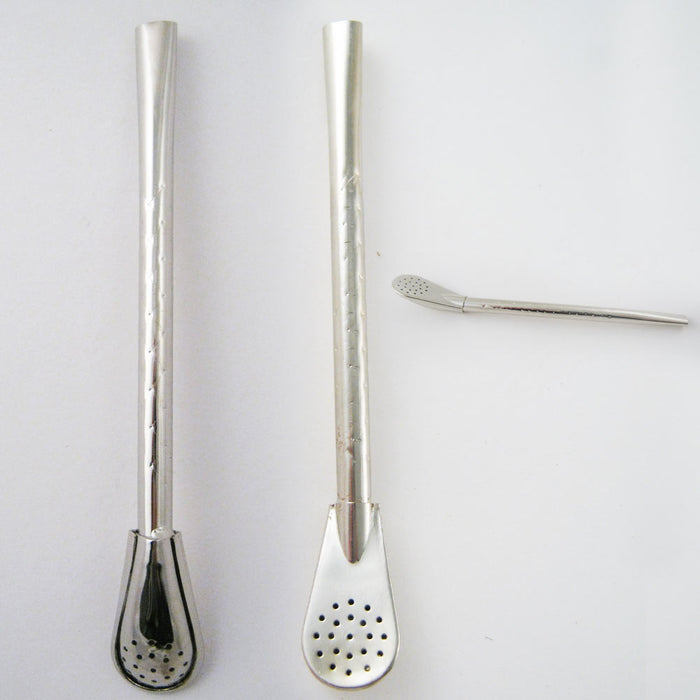 Bombilla Mate Metal Silver Yerba Tea Gourd Drinking Straw Filtered Argentina M32