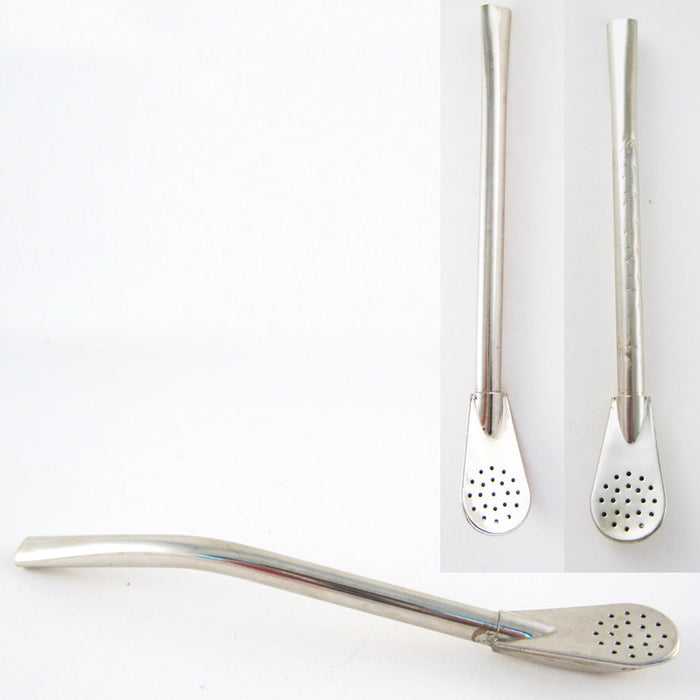 Bombilla Mate Metal Silver Yerba Tea Gourd Drinking Straw Filtered Argentina M32