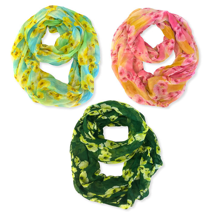 Womens Winter Convertible Infinity Scarf Long Loop Soft Cowl Floral Print Gift