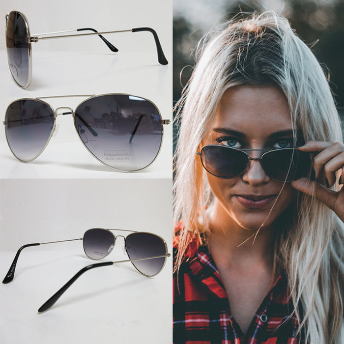 Mens Pilot Sunglasses Womens Vintage Shades Retro Silver Frame Eyewear Unisex