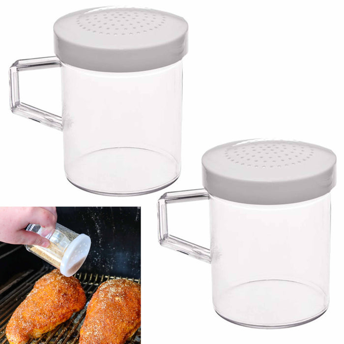 2 Shakers Handle Dredger Flour Parmesan Sugar Salt Pepper Spice Containers 8oz