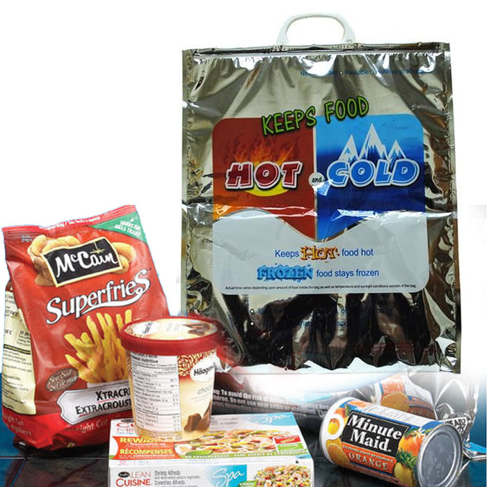 2 Hot Cold Insulated XL Aluminium Foil Bag Grocery Lunch Tote Cooler Warm Travel
