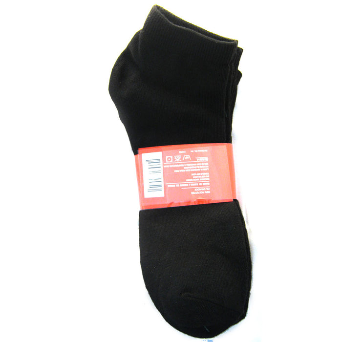 12 Pairs Ankle Socks Mens Women Low Cut Crew Sport Spandex Size 10-13 Black