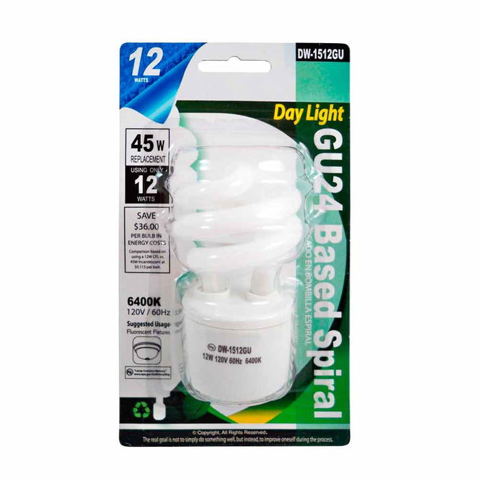 12 Pack Mini Spiral GU24 Base Soft White 12W Light Bulb 45W Replacement Daylight