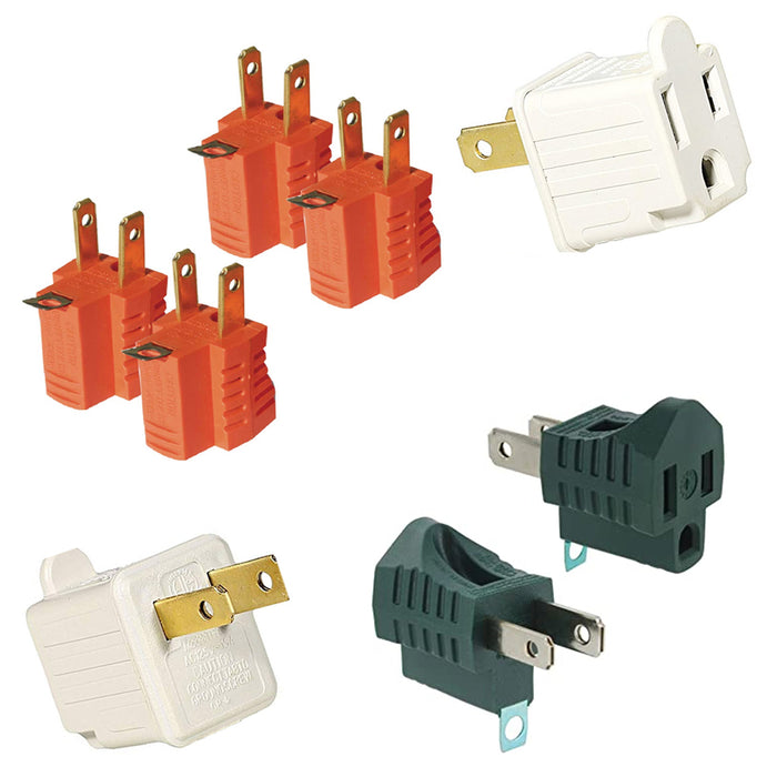 12 Lot 3 Prong - 2 Prong Outlet Electrical Ground AC Adapter Grounding Converter