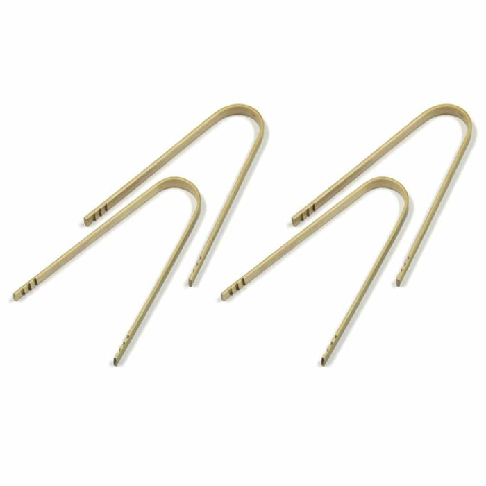 4 Pc Mini Tongs Bamboo Wood Natural Disposable Small Utensil Toast Appetizer 4"