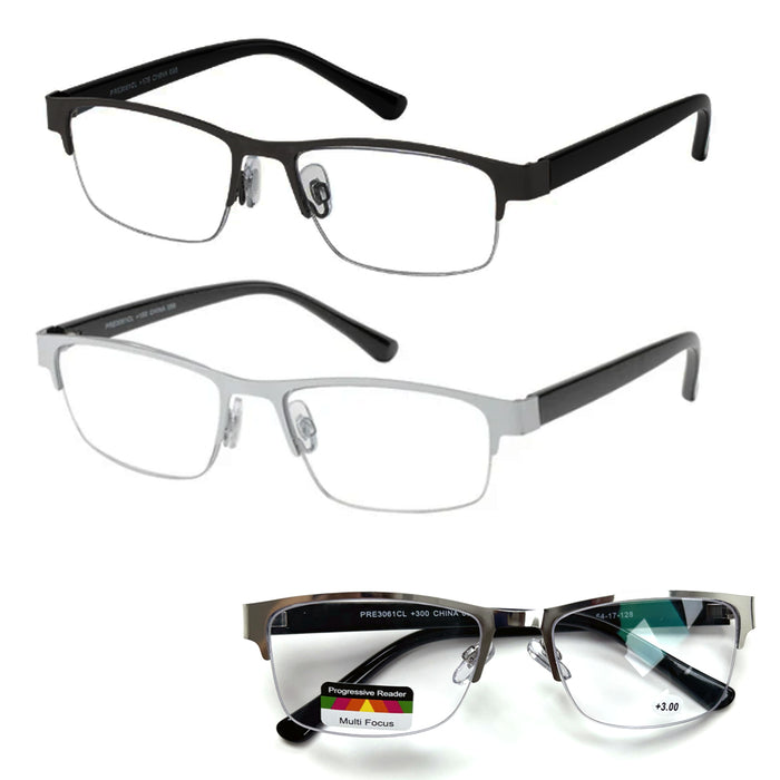 2pk Multifocus Progressive Reading Glasses Spring Hinge Trifocal Eyeglass +3.00