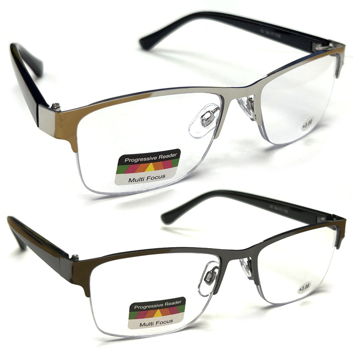2pk Multifocus Progressive Reading Glasses Spring Hinge Trifocal Eyeglass +3.00
