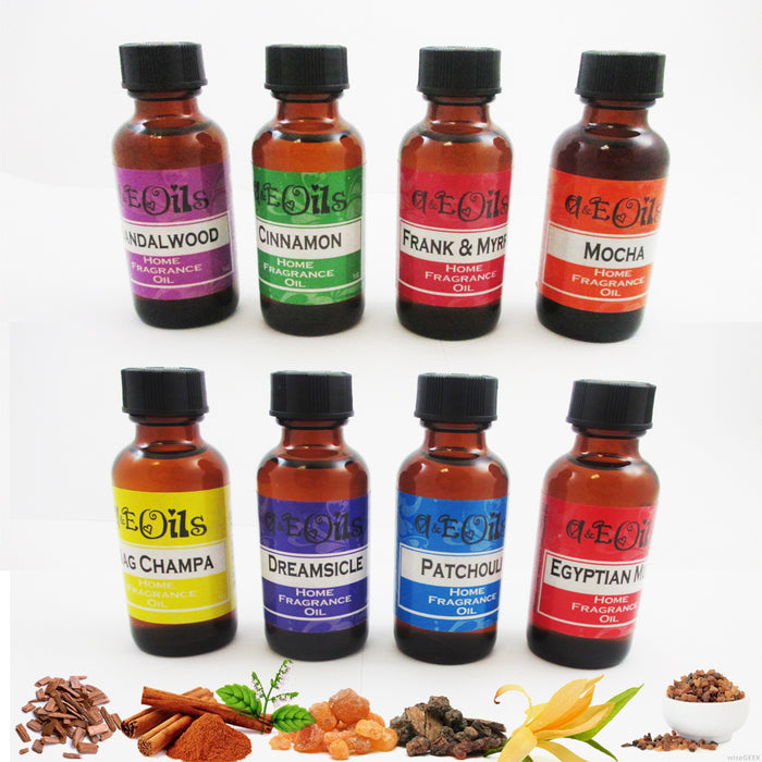 8 Aroma Therapy Oils Set Classic Scent Home Fragrance Air Diffuser Burner 30ml