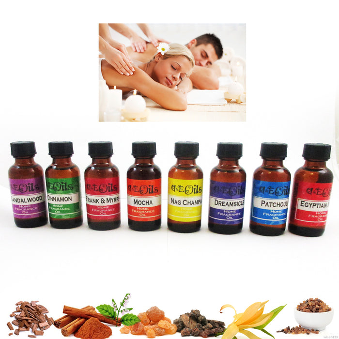 8 Aroma Therapy Oils Set Classic Scent Home Fragrance Air Diffuser Burner 30ml