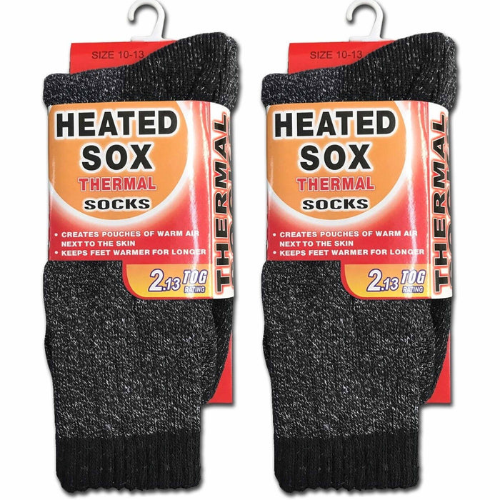 2 Pairs Men's Heated Socks Winter Thermal Sox Super Warm Heavy Duty Boots 10-13