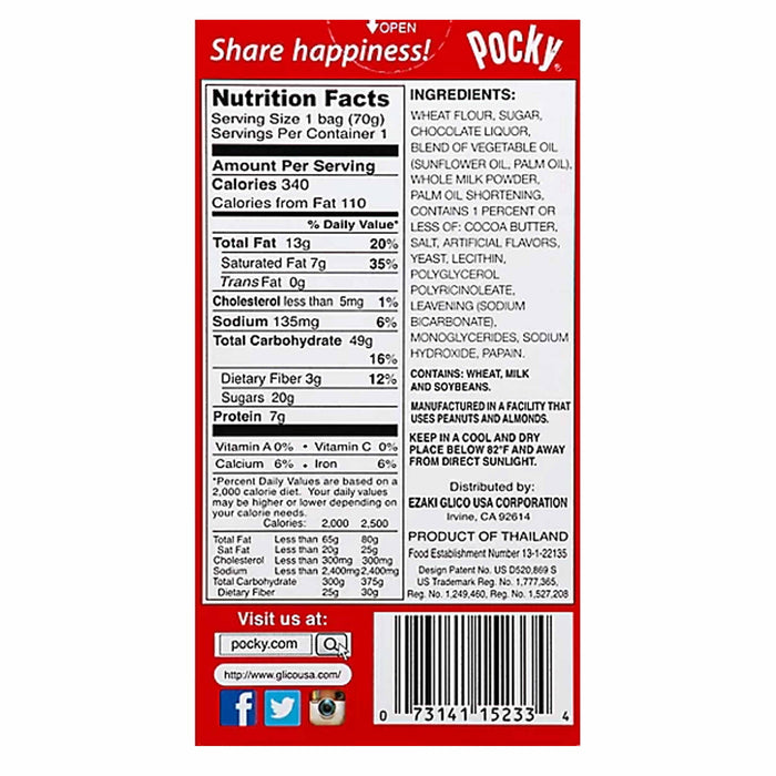 6 Packs Pocky Biscuit Sticks Coated Chocolate Cream Covered Cookie Straw Dessert