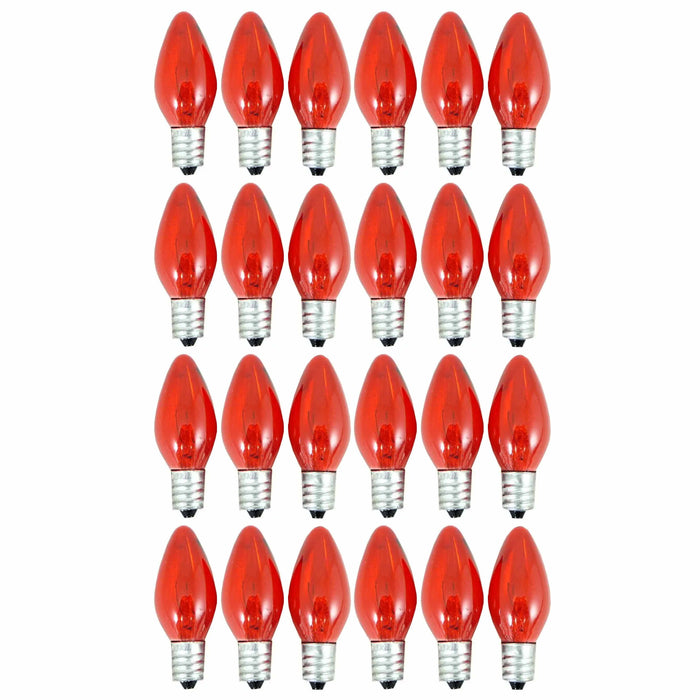 24 Red Light Bulbs Candelabra Replacement 7 Watts Lighting Lamp Party Nightlight