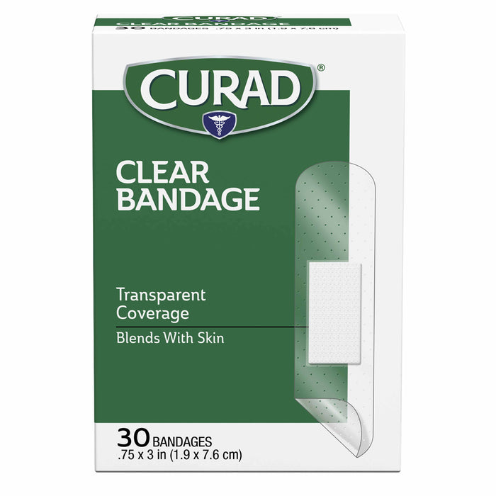 180ct Curad Clear Bandages 3/4"x3" Sterile Latex Free Sheer Dressing Heal Wound