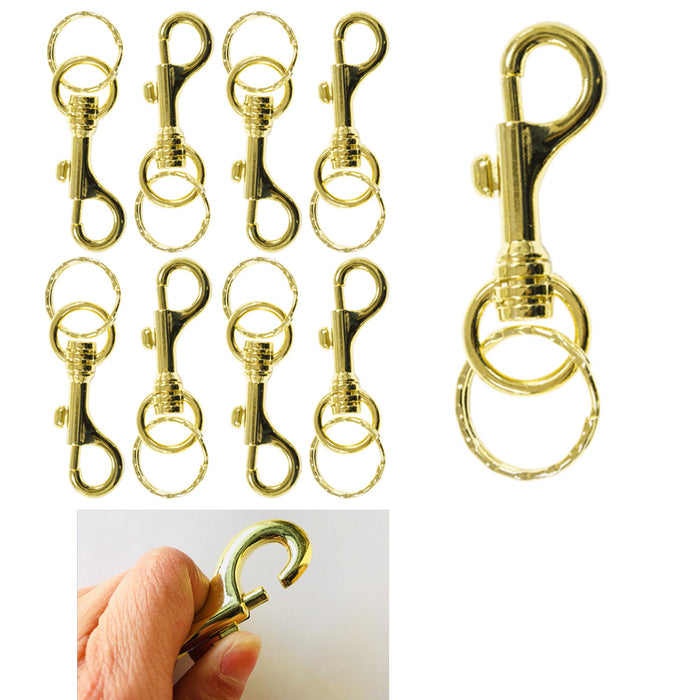 8 Pc Lobster Clasp Hook Gold Metal Snap Key Ring Lanyard Pendant Keychain Clip